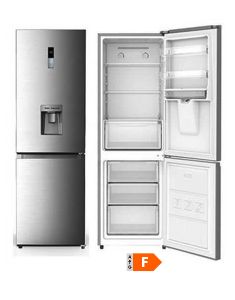 Réfrigérateur combiné 308 L inox – Total No Frost + distributeur d’eau – A++/E